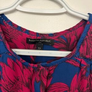 Banana Republic Vibrant Floral Blouse - Blue and Pink